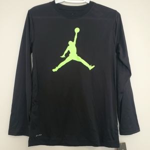 NEW Nike Air Jordan Dri-Fit boys BLACK long sleeve top size Large